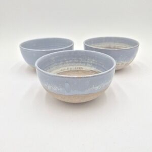 Mikasa Tanner Stoneware Bowls Reactive Glaze Blue Tan Soup Cereal Set of 3